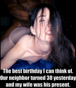 Brunette Wife Gets Interracial Captions on Her Birthday picture 1 of 1