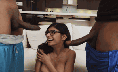 Hot Interracial Pornstar Giving Big Tits Blowjob to Threesome picture 1 of 1