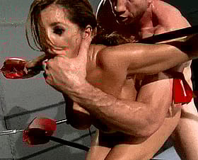 Brunette Choking Slut Gets Her Tits Squeezed'