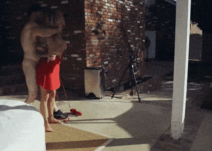 Blonde Bimbo in Red Dress Gets Fucked Outside picture 1 of 1