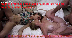 Hot Babes Swapping Pussy: Father Daughter Friends Caption'