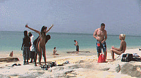 Brunette Hot Chick Gets Naked on the Beach for Public Sex'