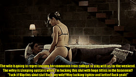 Sneaky College Roommate Turns Hubby Into a Cheating Beast While Wife Dozes Above'